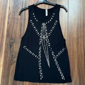 G.U.S.B Sleeveless Tank Top Black with Silver Sequins Size M
